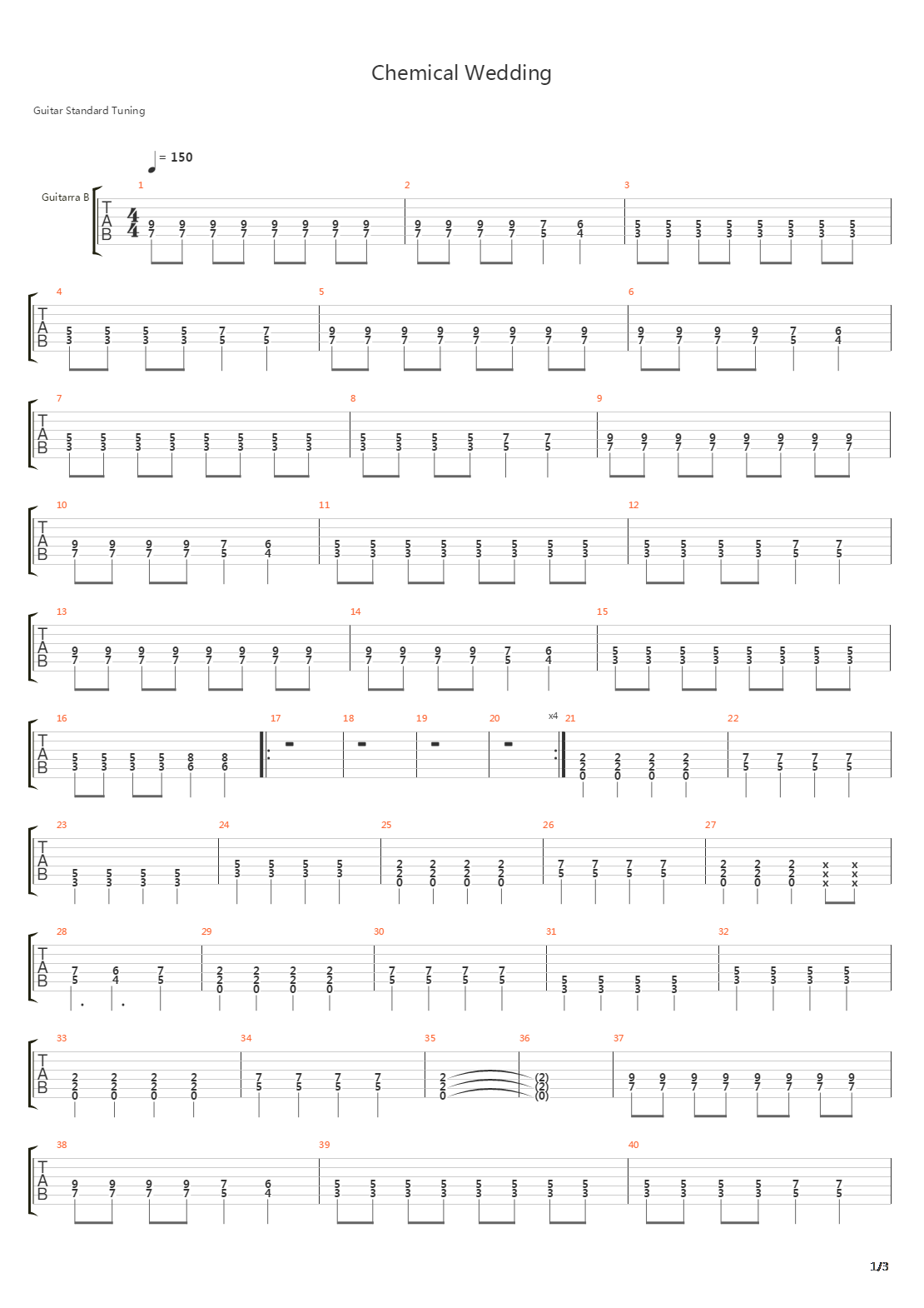 Chemical Wedding吉他谱