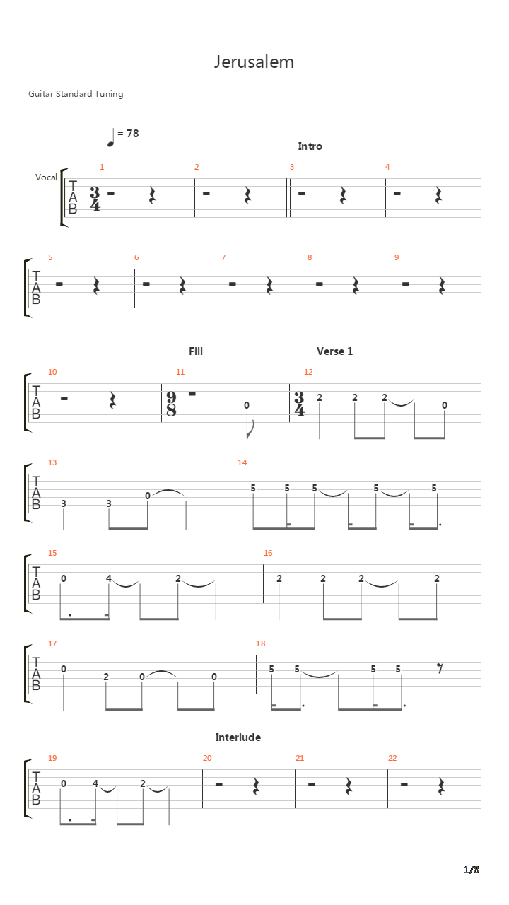 Jerusalem吉他谱