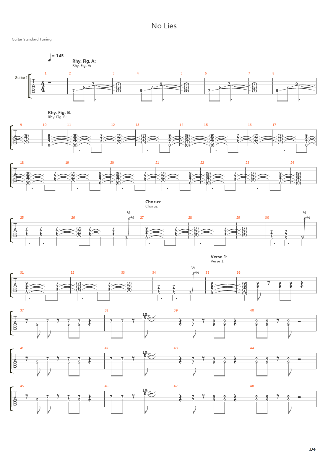 No Lies吉他谱