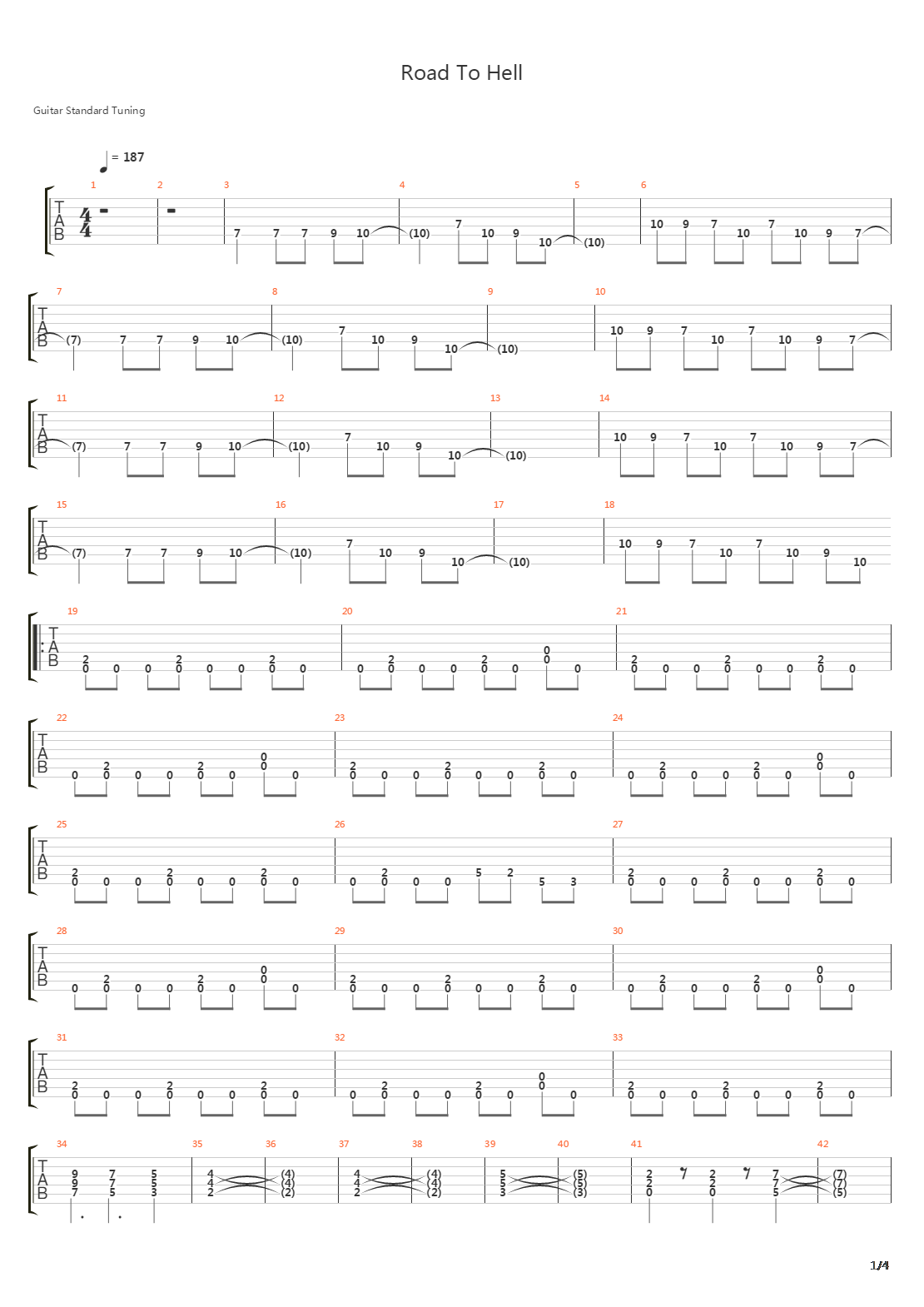 Road To Hell吉他谱