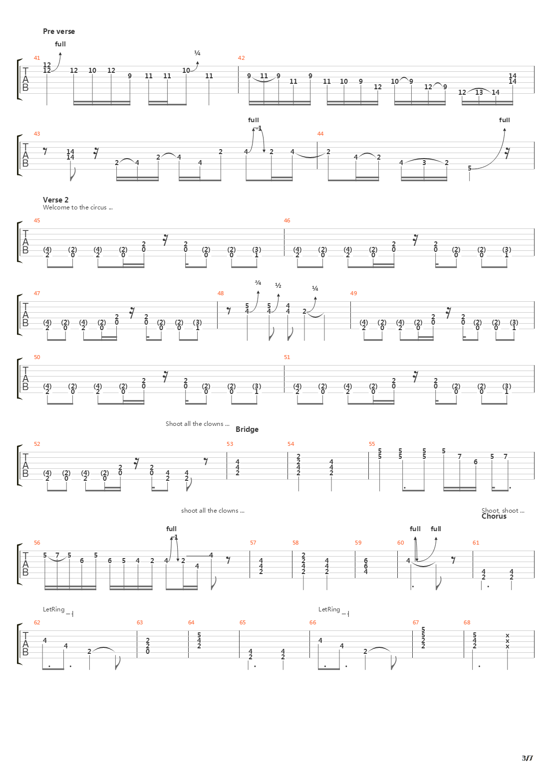 Shoot All The Clowns吉他谱