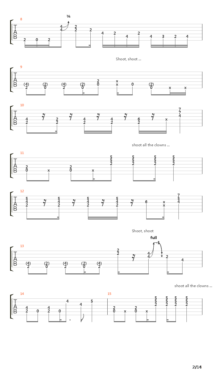 Shoot All The Clowns吉他谱