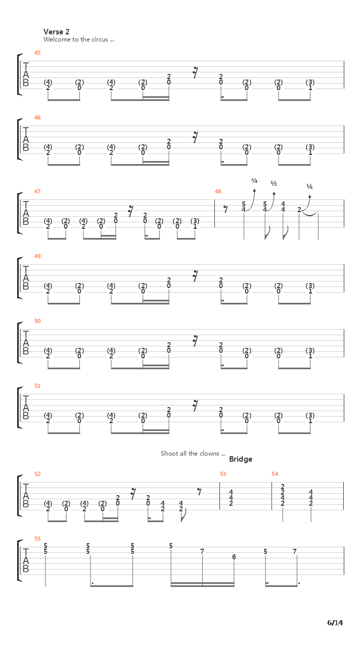 Shoot All The Clowns吉他谱
