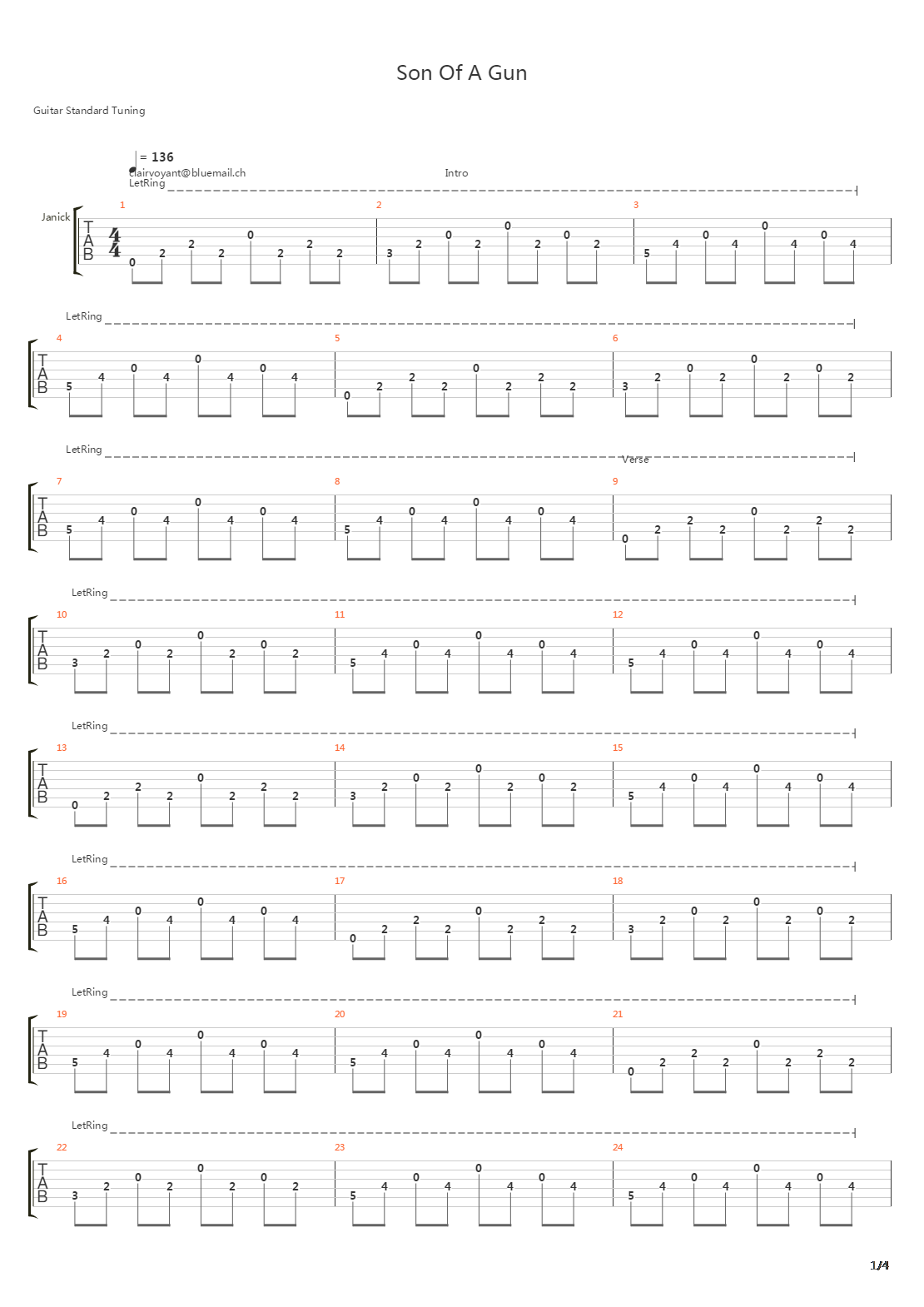 Son Of A Gun吉他谱