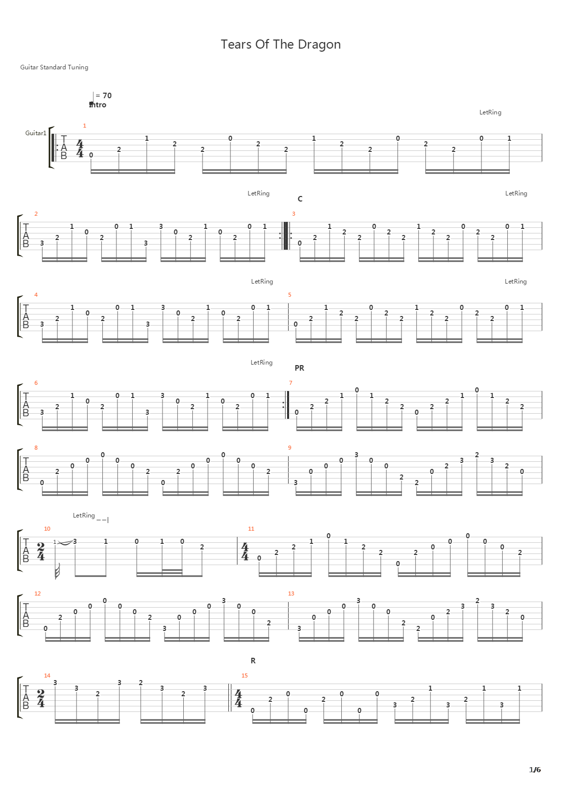 Tears Of The Dragon吉他谱