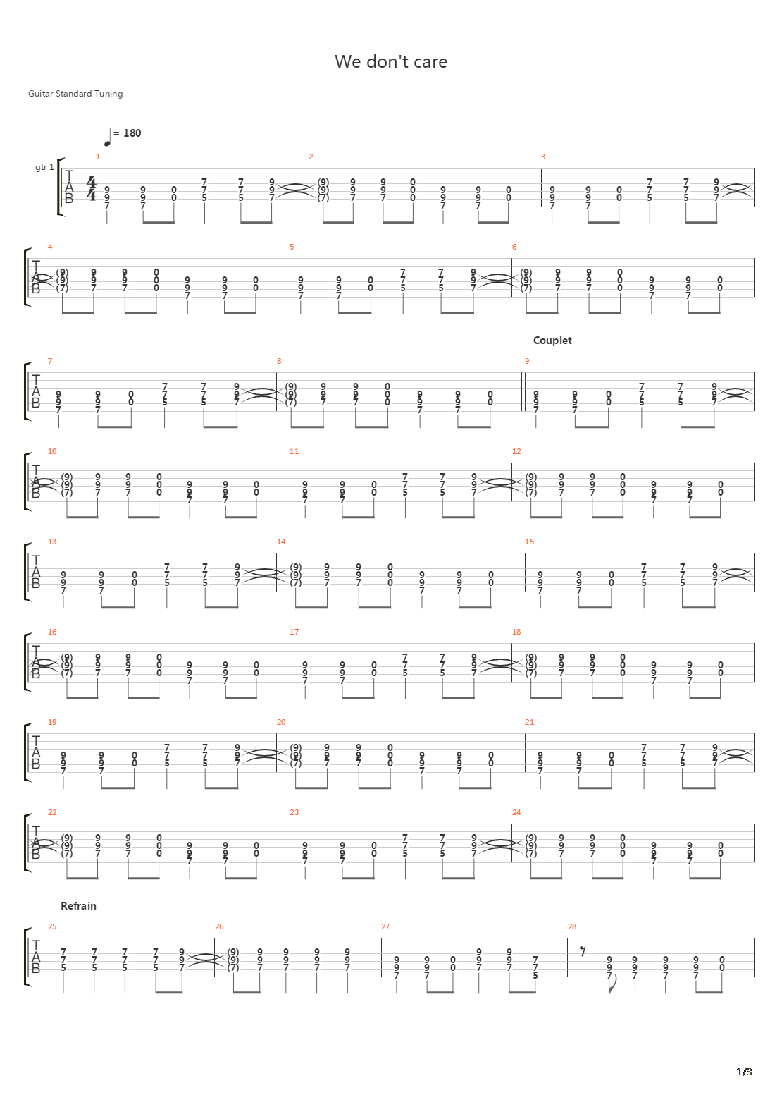 We Dont Care吉他谱
