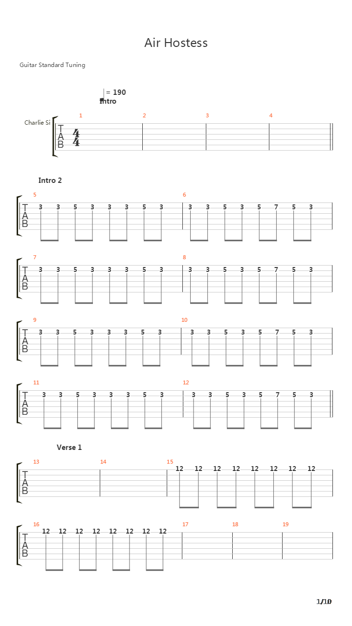 Air Hostess吉他谱