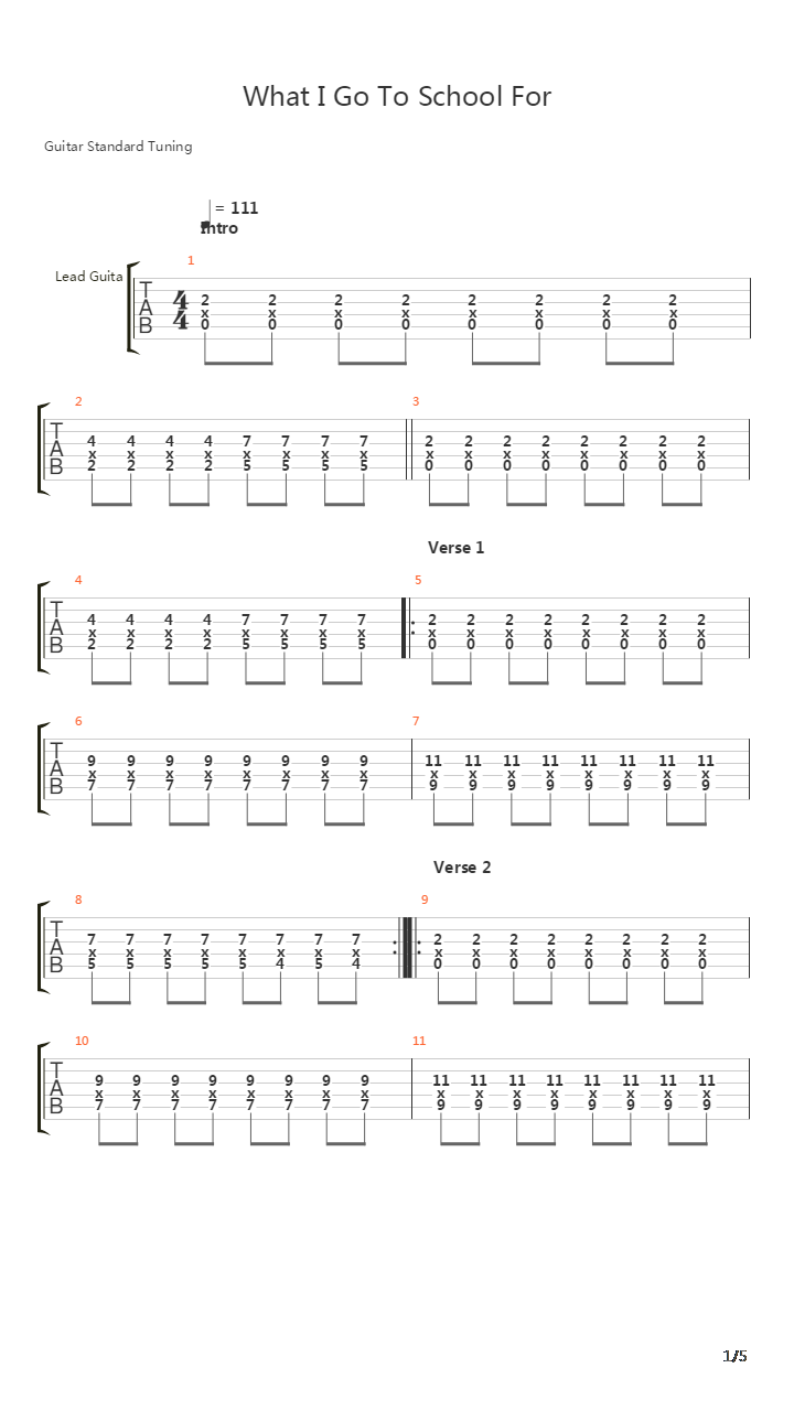 What I Go To School For吉他谱