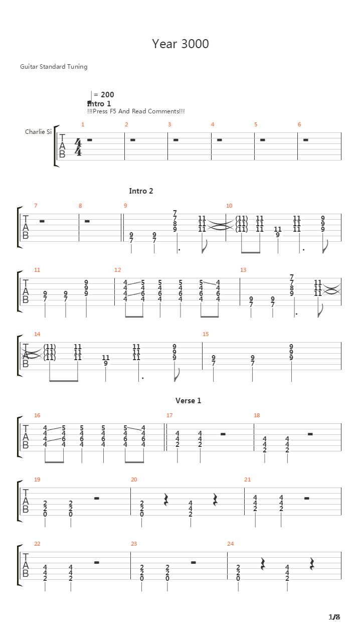 Year 3000吉他谱