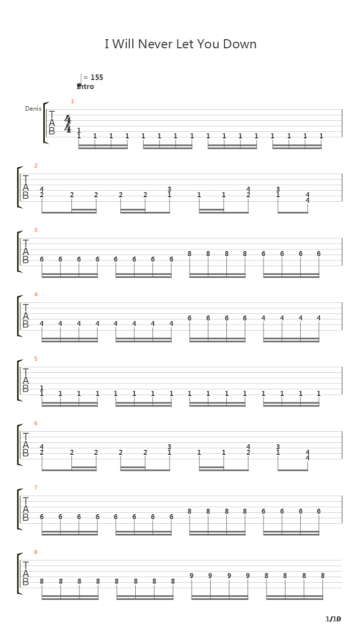 I Will Never Let You Down吉他谱