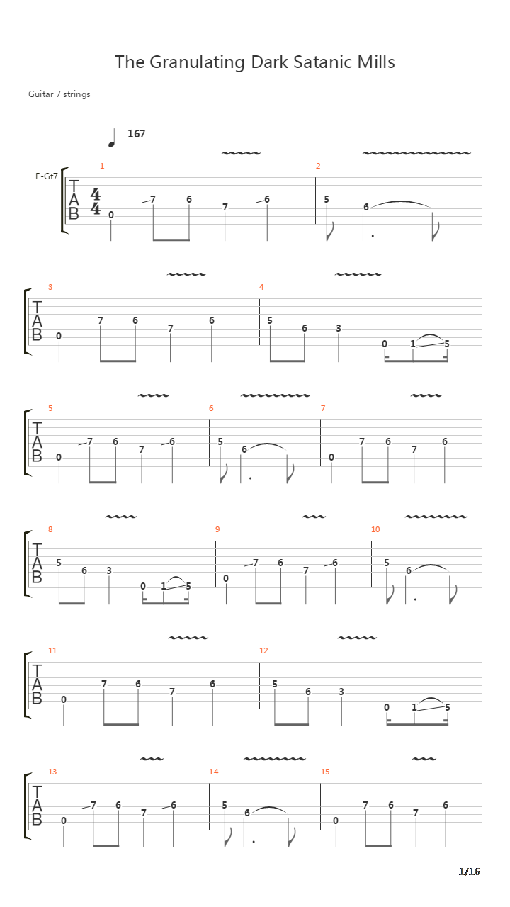 The Granulating Dark Satanic Mills吉他谱