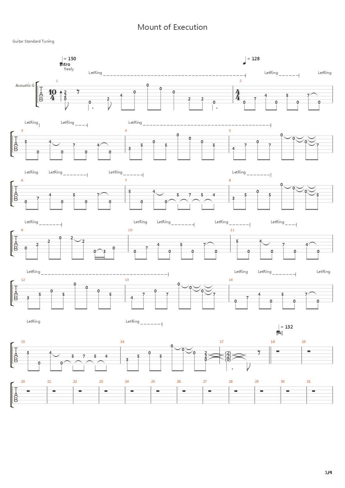 Mount Of Execution吉他谱