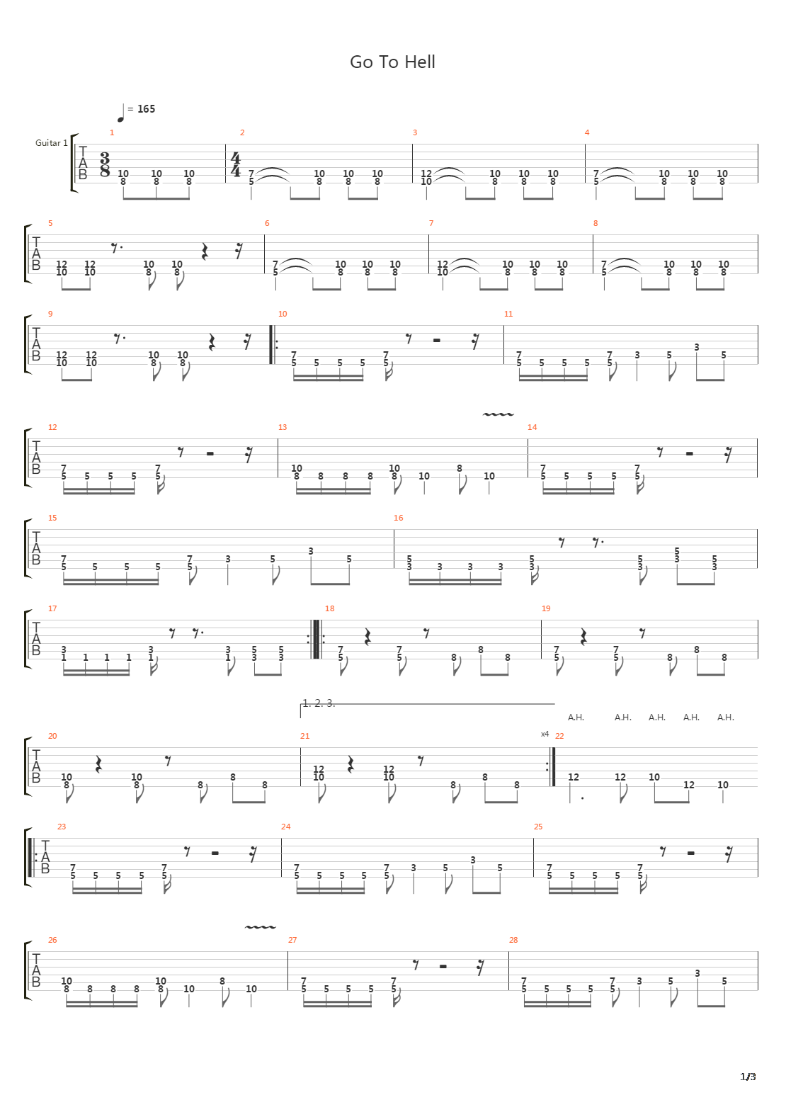 Go To Hell吉他谱