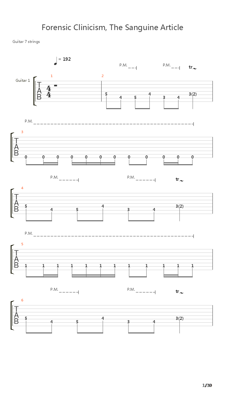 Forensic Clinicism The Sanguine Article吉他谱