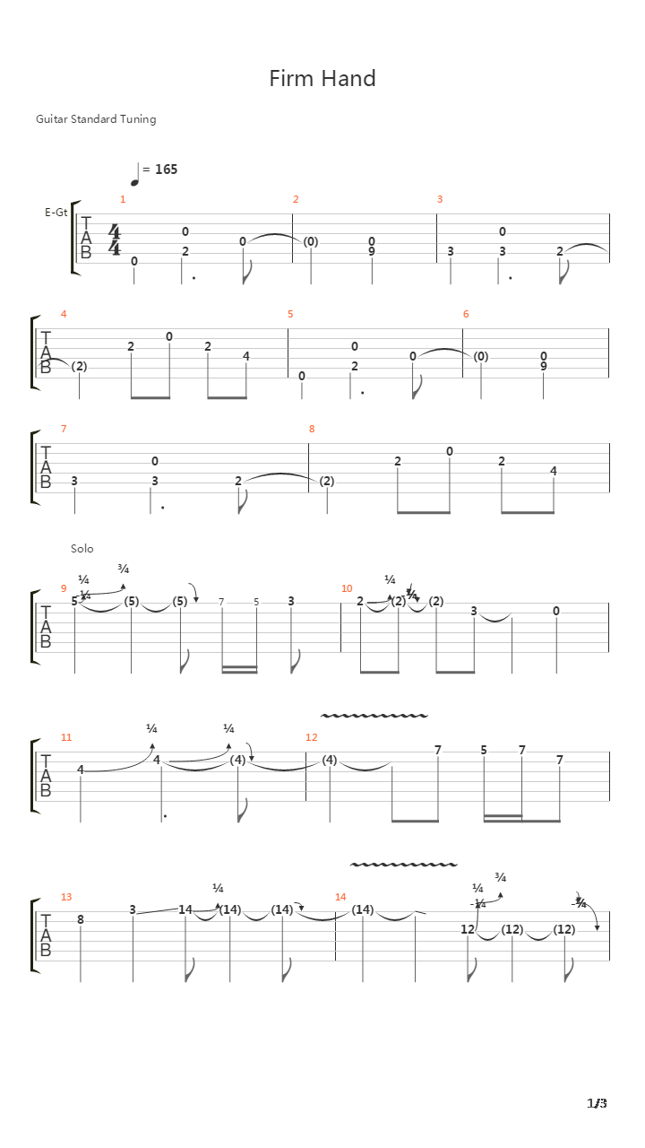 Firm Hand吉他谱