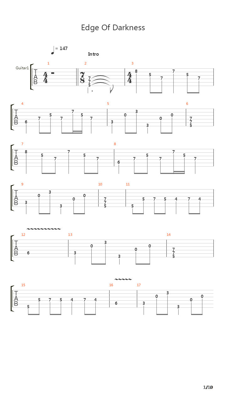 Edge Of Darkness吉他谱