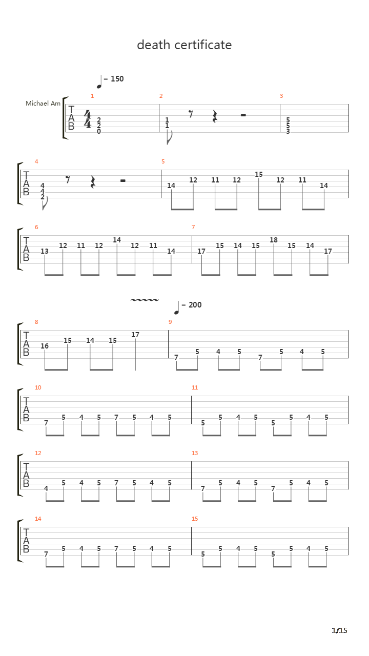 Death Certificate吉他谱