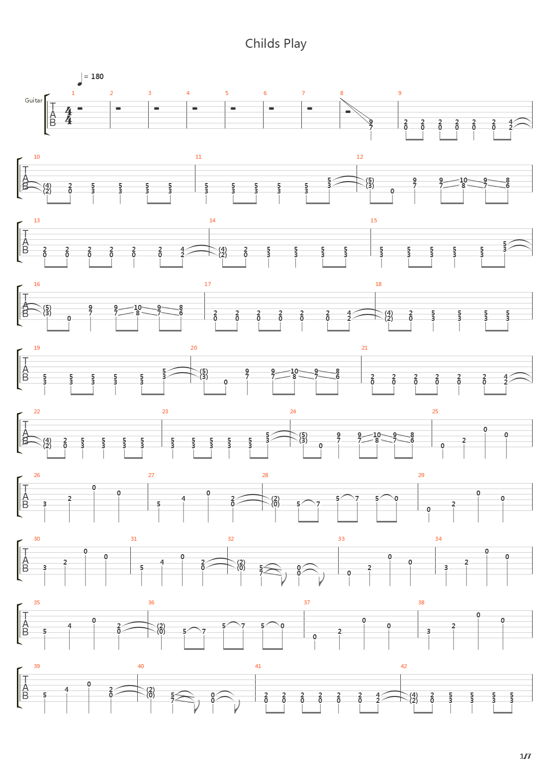 Childs Play吉他谱