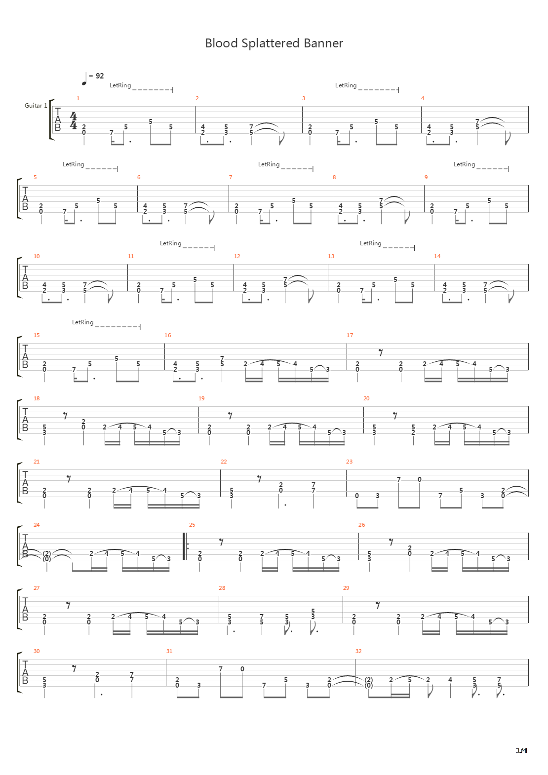 Blood Splattered Banner吉他谱