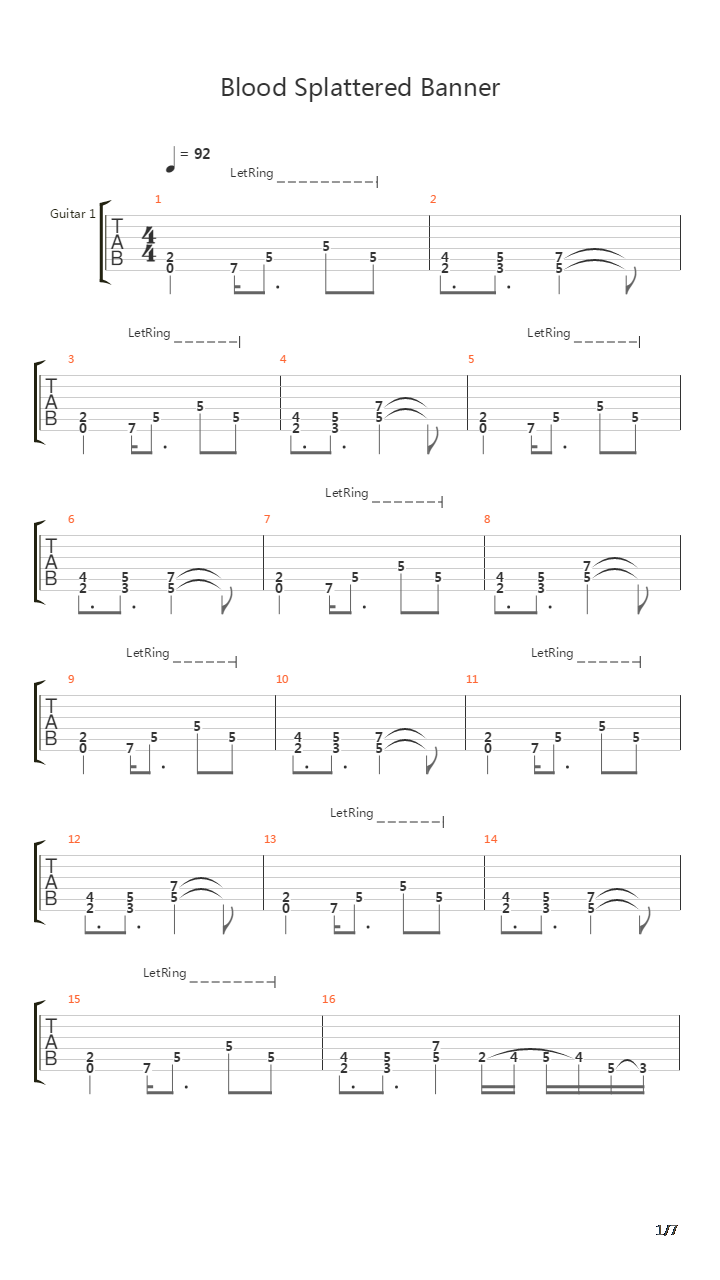 Blood Splattered Banner吉他谱