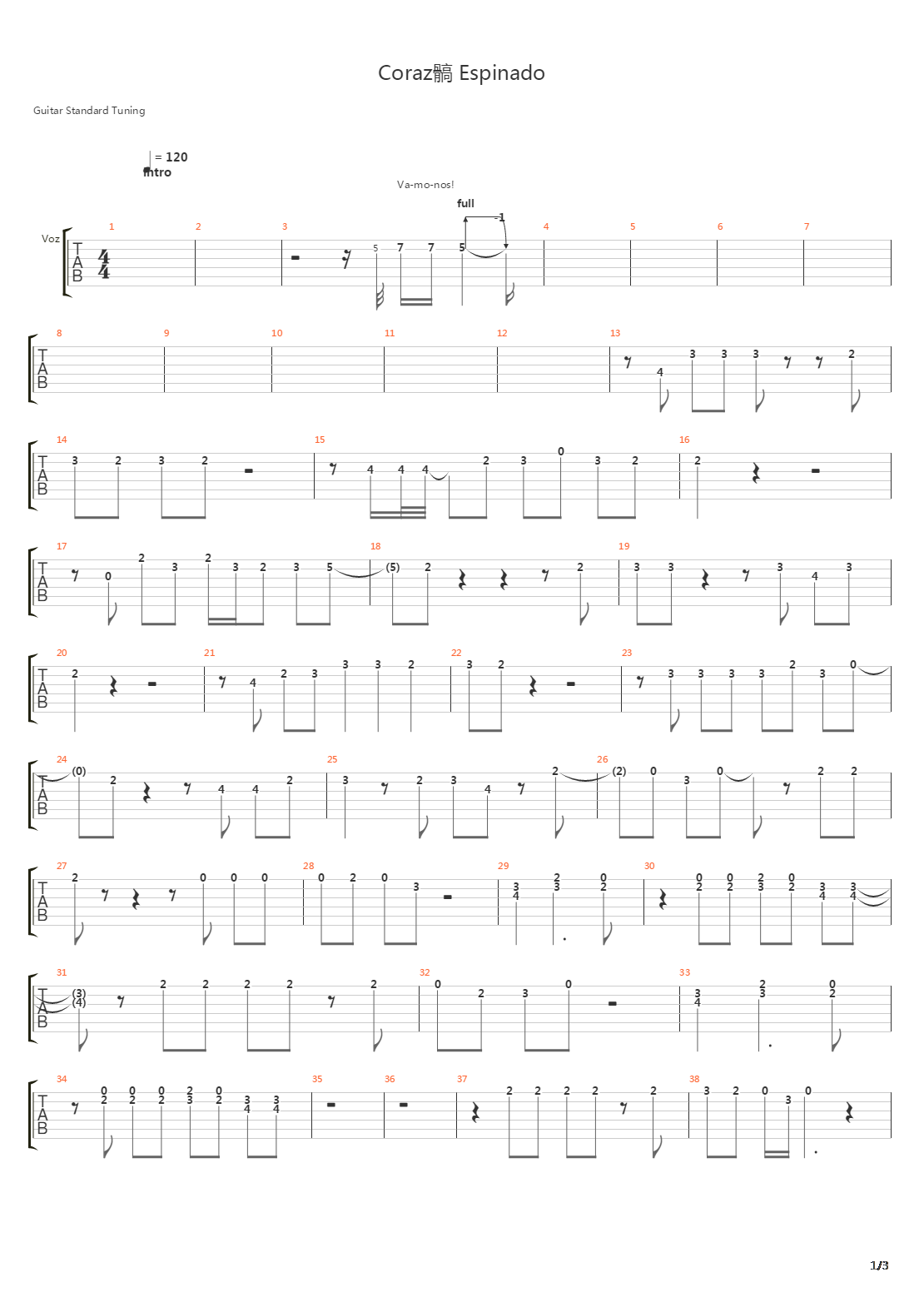 Corazn Espinado吉他谱
