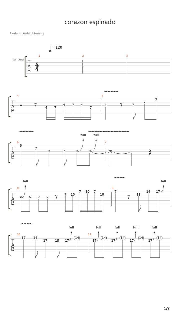 Corazon Espinado吉他谱