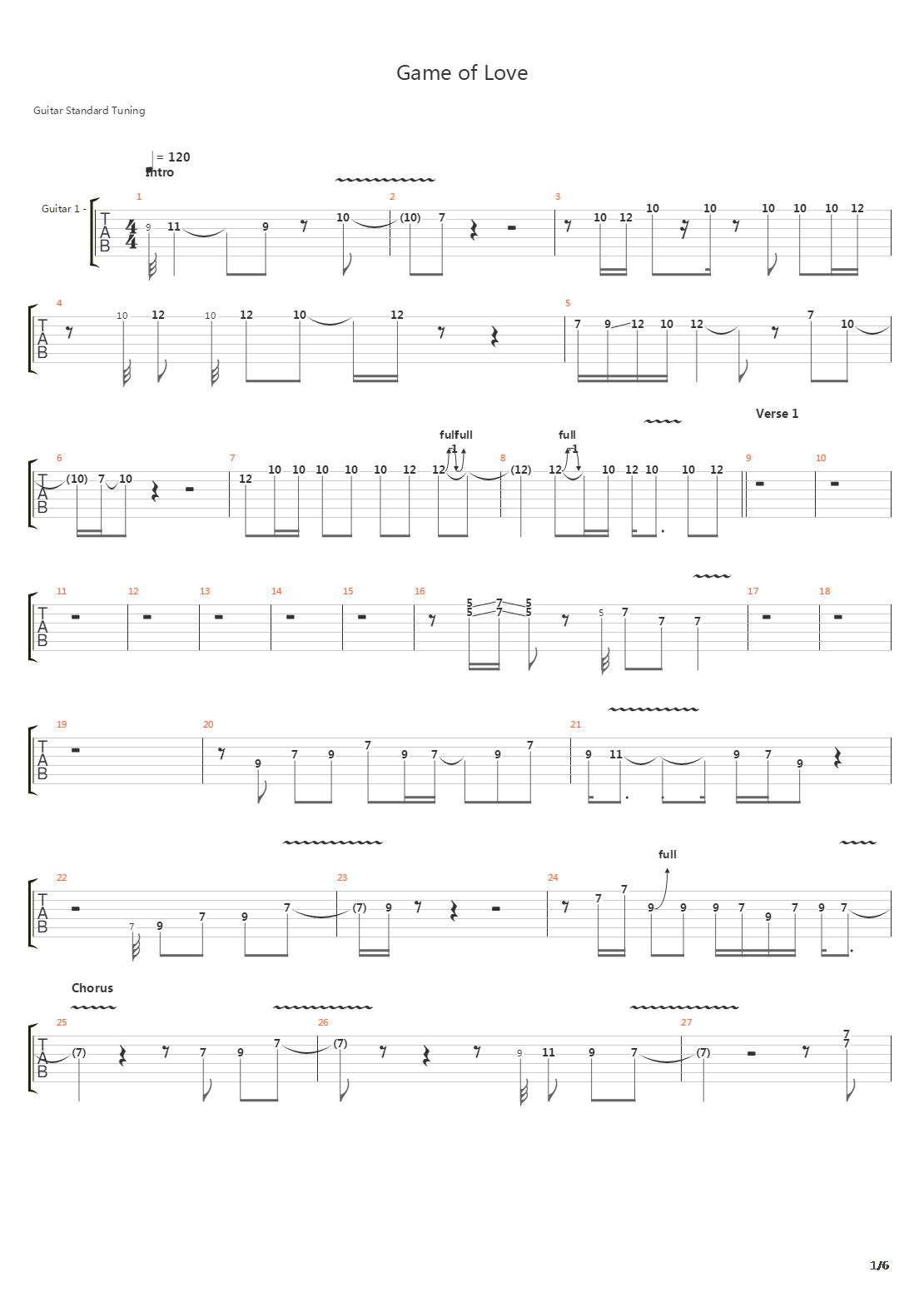 Game Of Love吉他谱