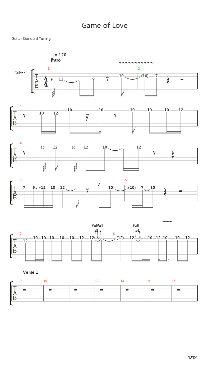 Game Of Love吉他谱