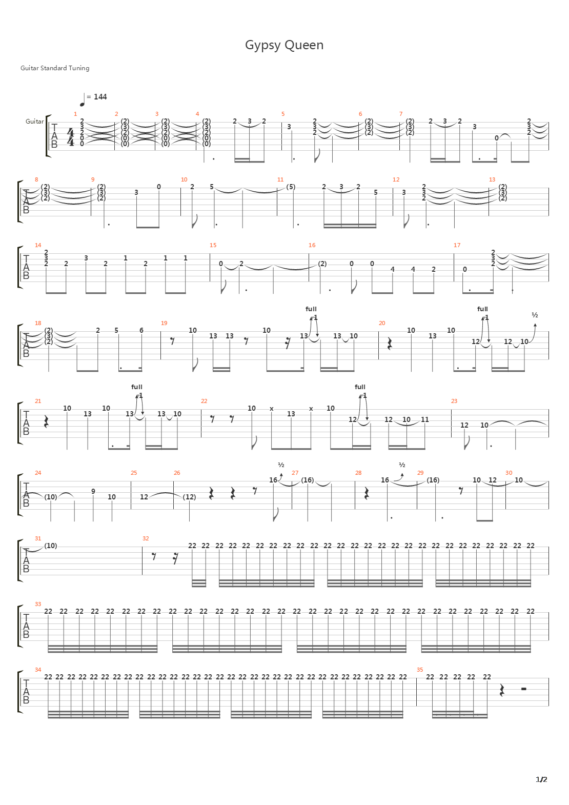 Gypsy Queen吉他谱