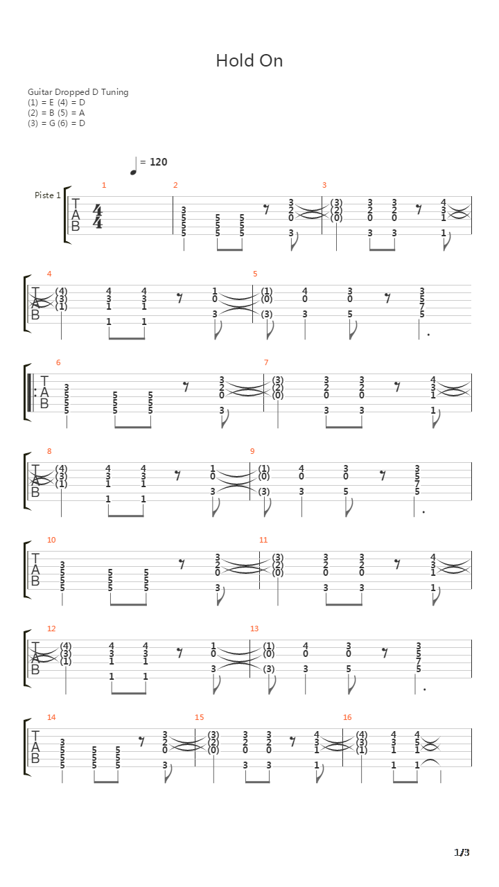 Hold On吉他谱