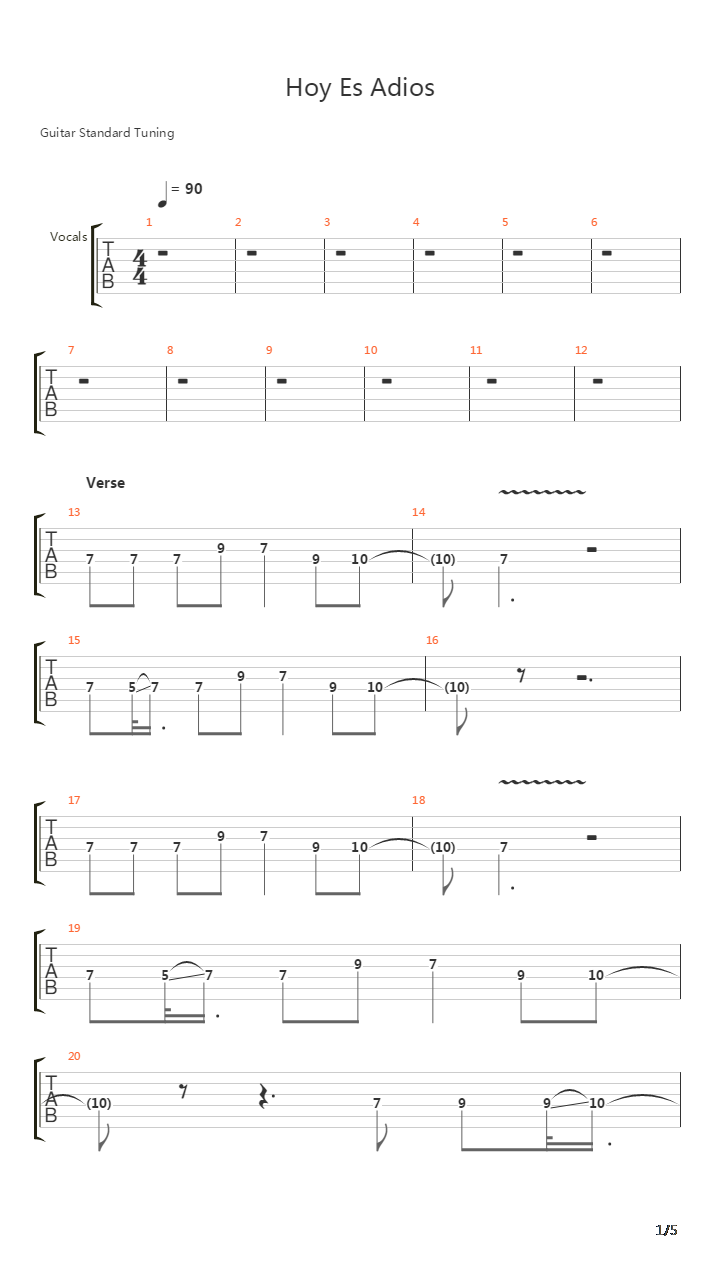 Hoy Es Adios吉他谱