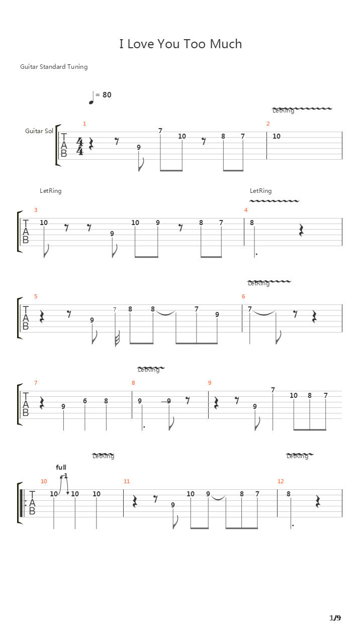 I Love You Too Much吉他谱
