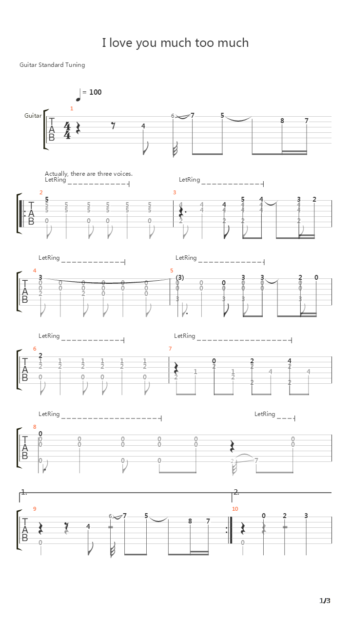 I Love You Too Much吉他谱