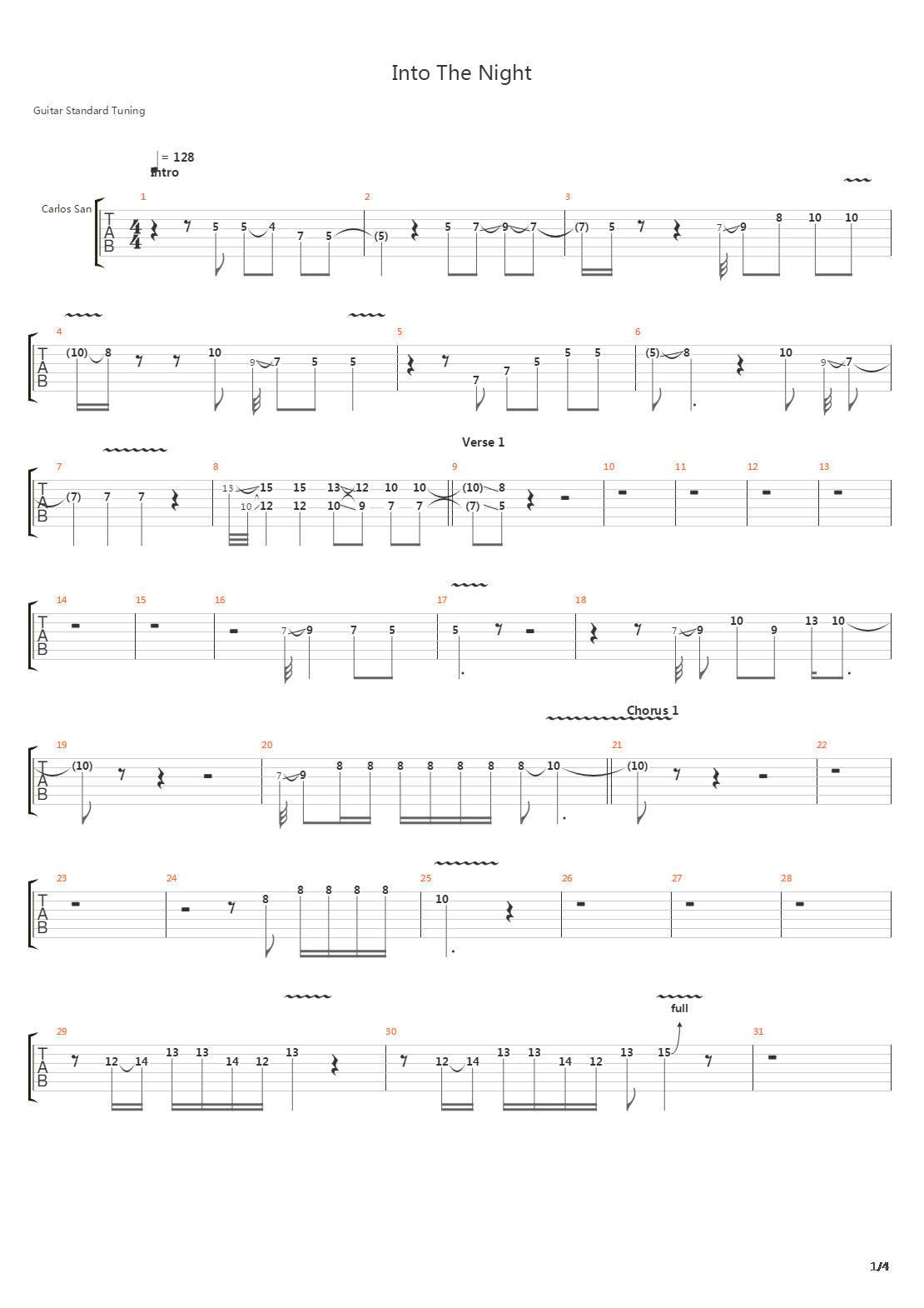 Into The Night吉他谱