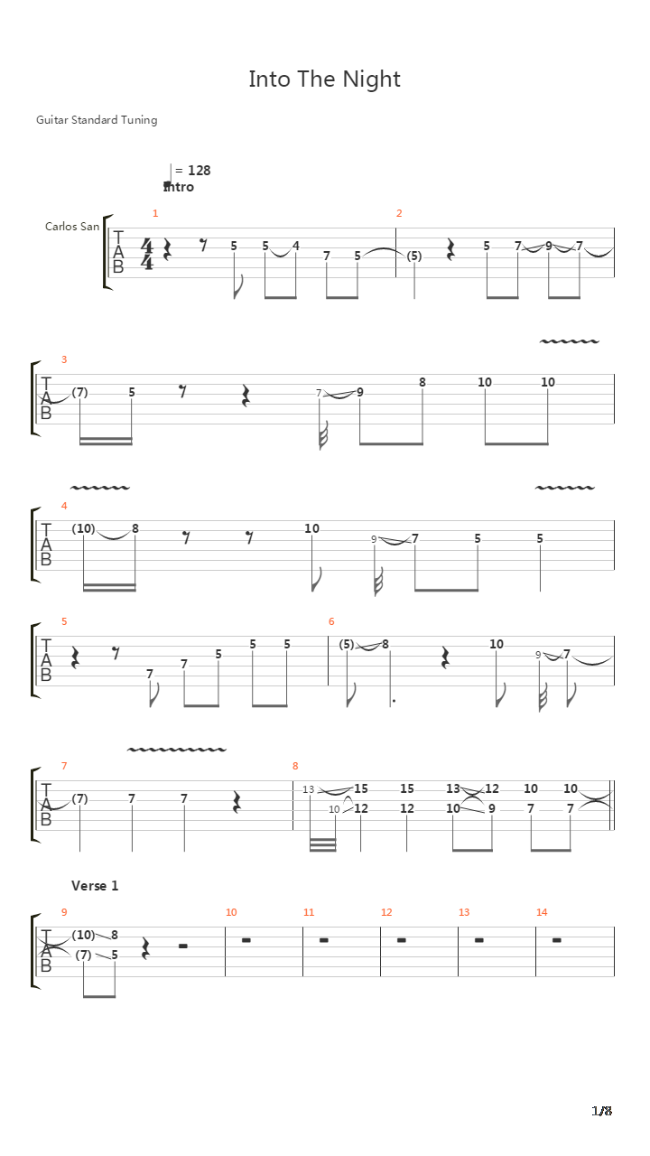 Into The Night吉他谱