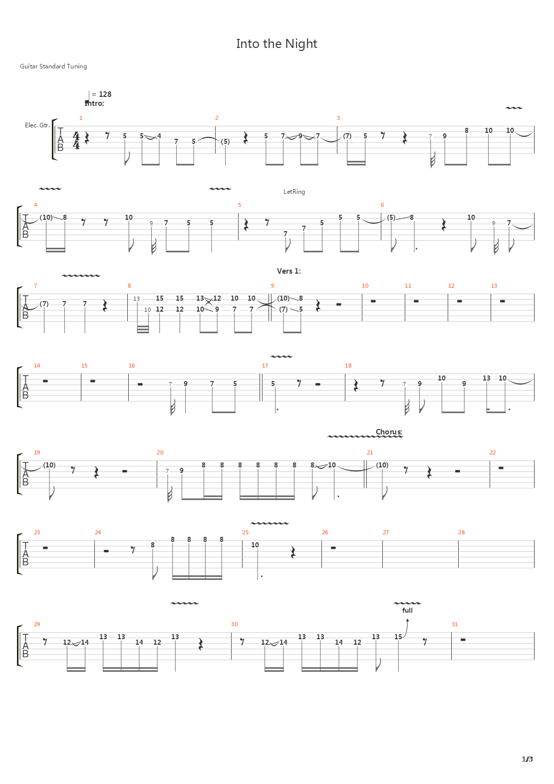 Into The Night吉他谱