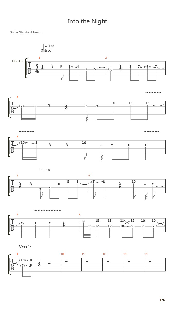 Into The Night吉他谱