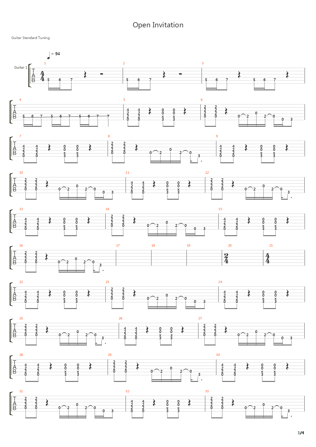 Open Invitation吉他谱