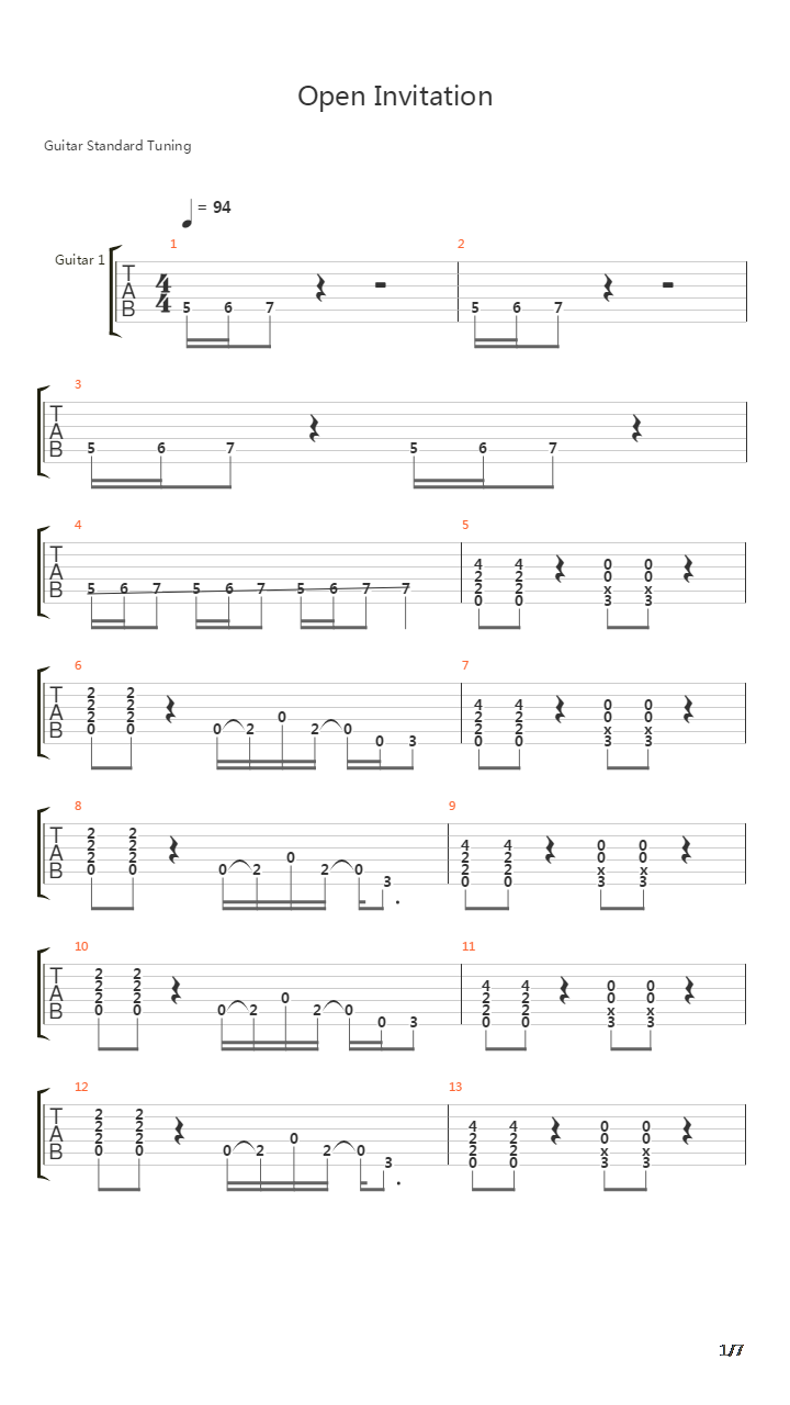 Open Invitation吉他谱