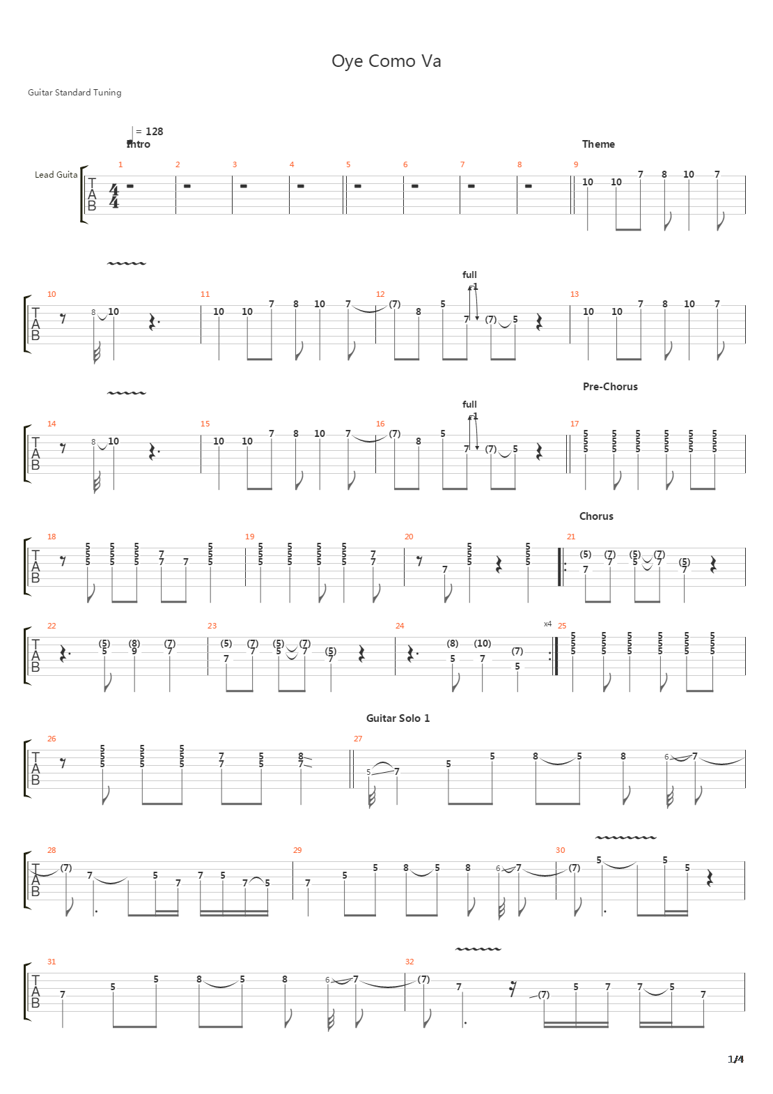 Oye Como Va吉他谱