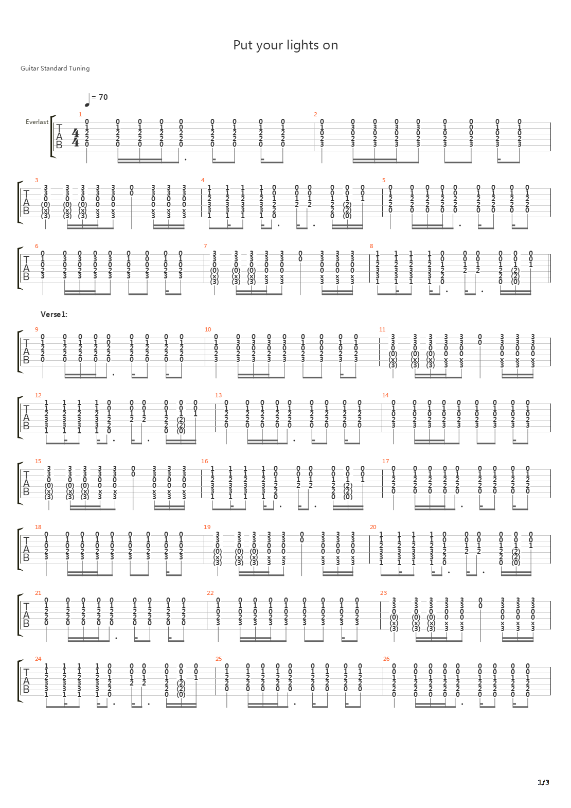 Put Your Lights On吉他谱