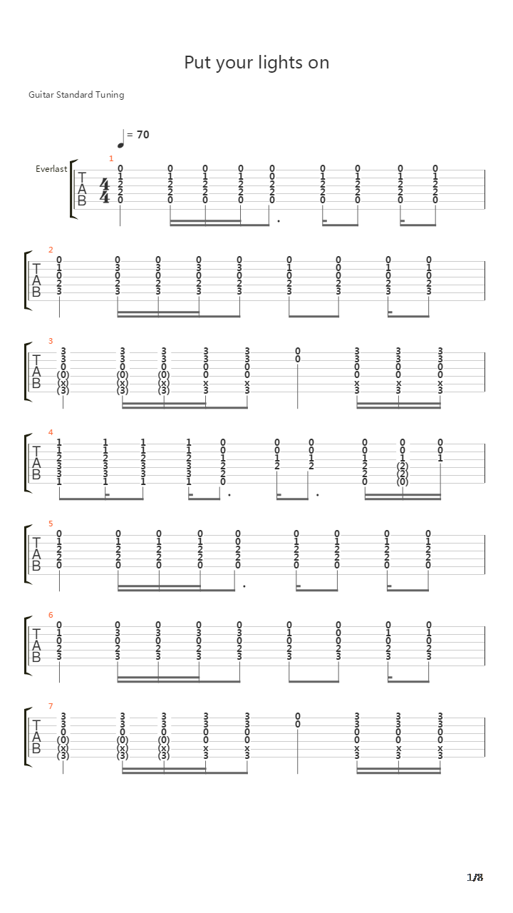 Put Your Lights On吉他谱