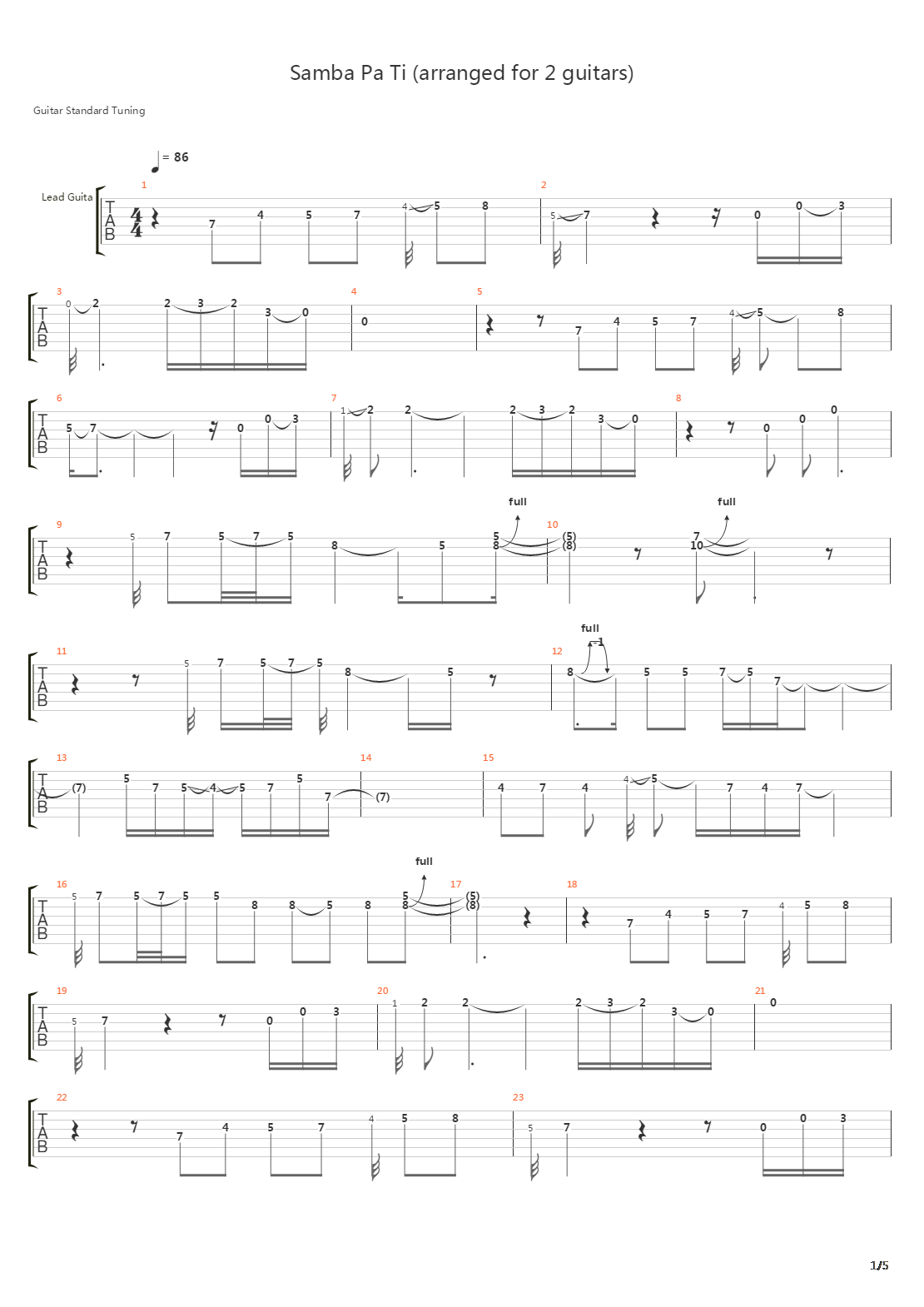 Samba Pa Ti吉他谱