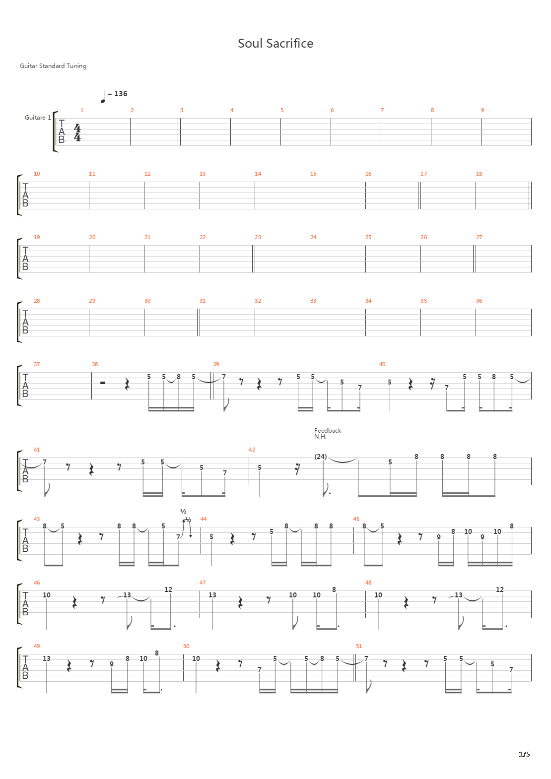 Soul Sacrifice吉他谱