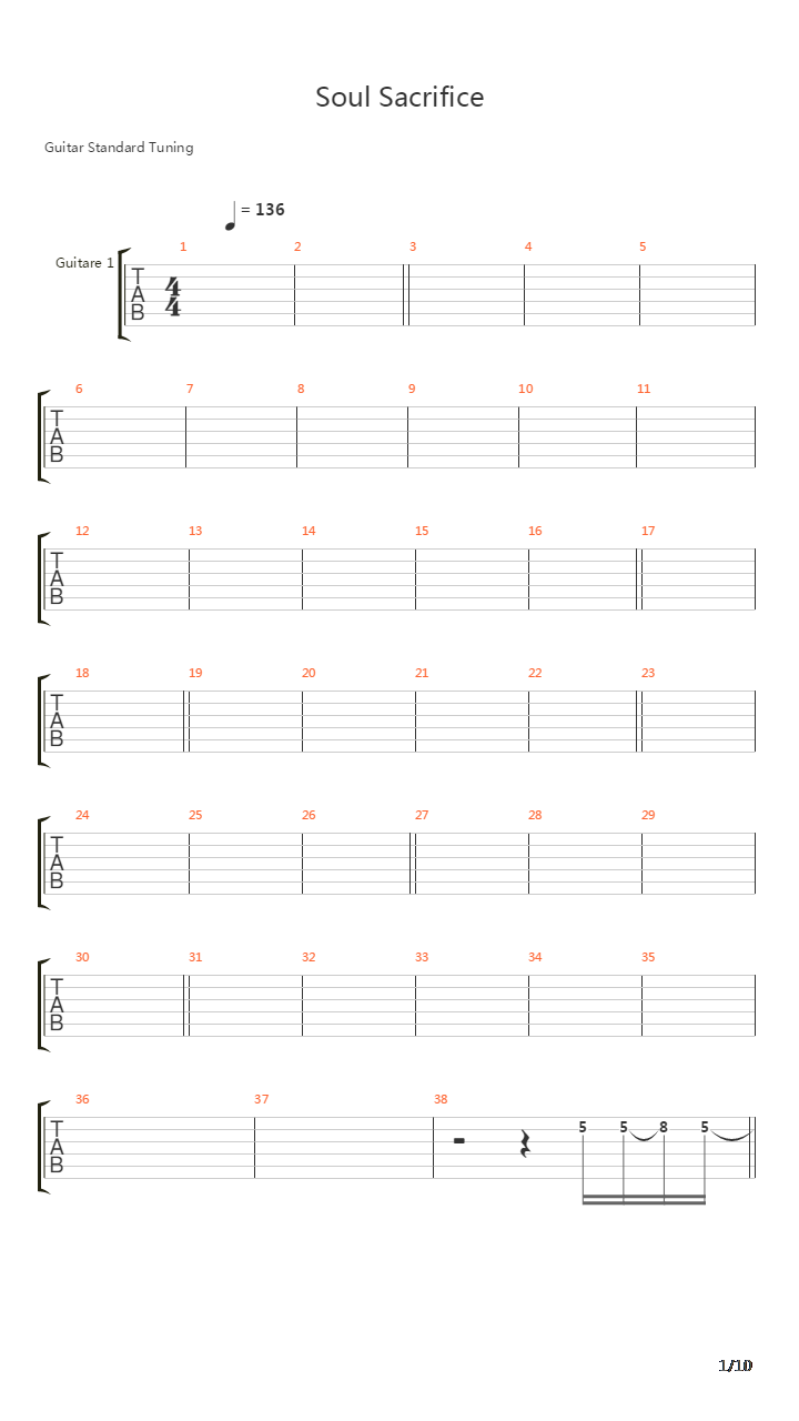 Soul Sacrifice吉他谱