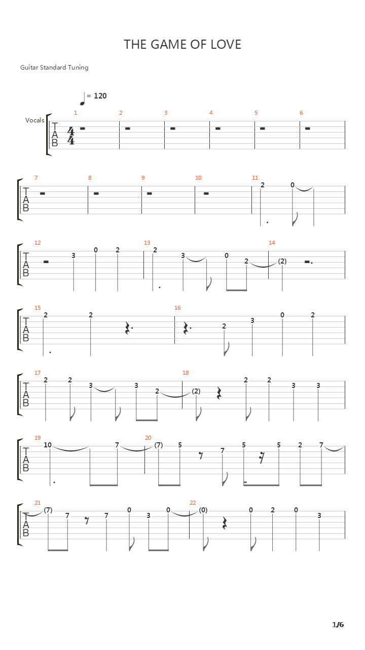 The Game Of Love吉他谱