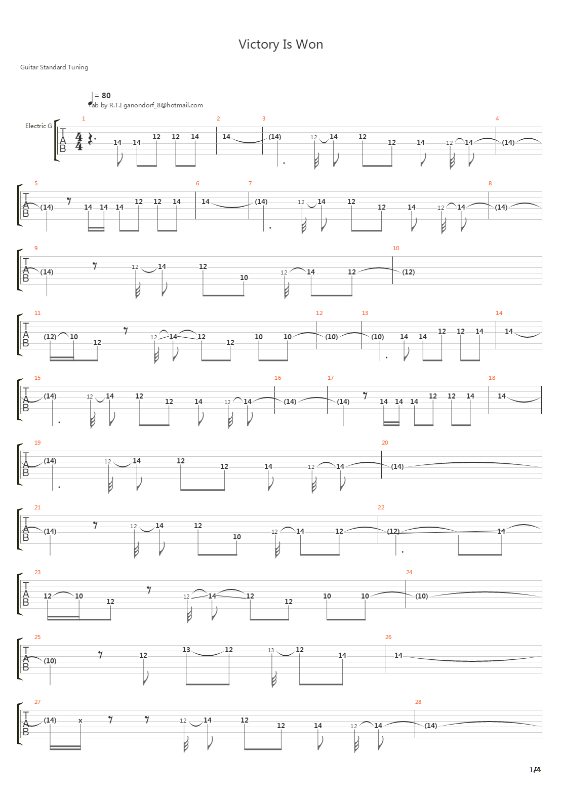Victory Is Won吉他谱