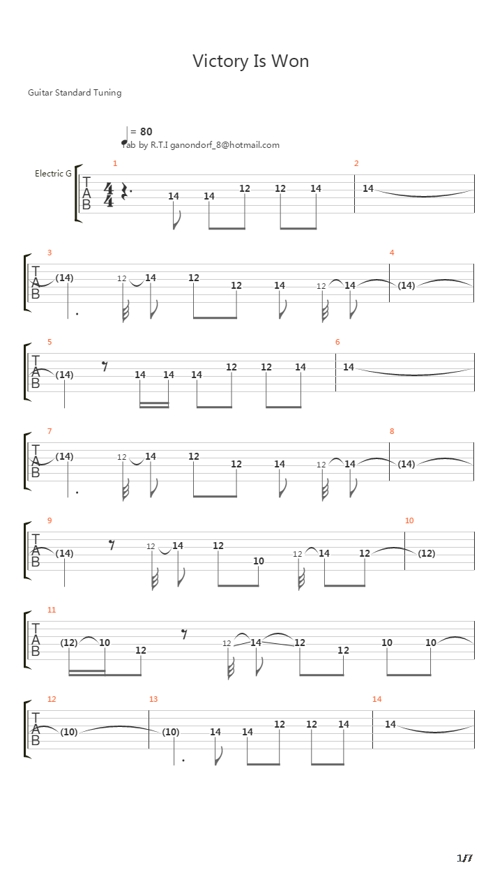 Victory Is Won吉他谱