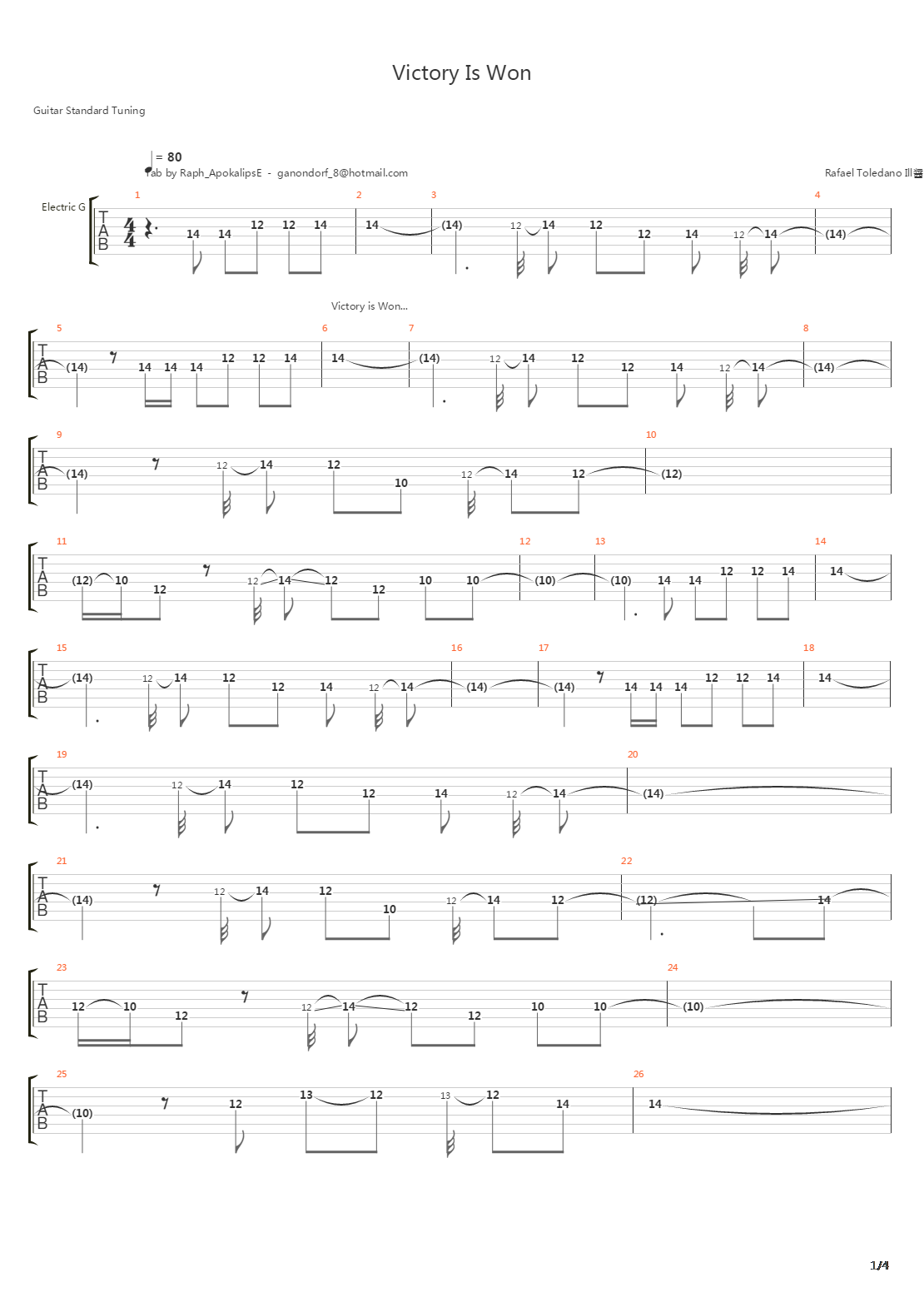 Victory Is Won吉他谱