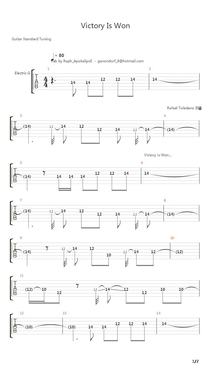 Victory Is Won吉他谱